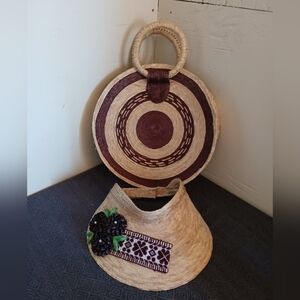 Handcrafted Straw Bag and Visor Set ( Bag C )